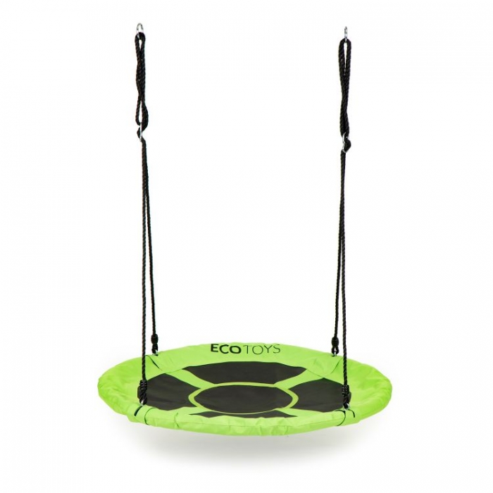 Leagan pentru copii rotund tip cuib de barza suspendat 100 cm Ecotoys MIR6001 verde