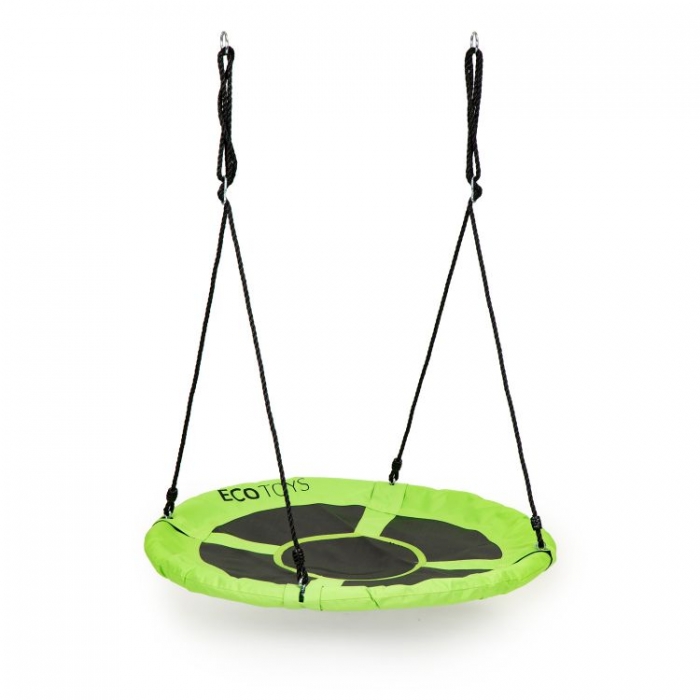 Leagan pentru copii rotund tip cuib de barza suspendat 100 cm Ecotoys MIR6001 verde - 1 | YEO