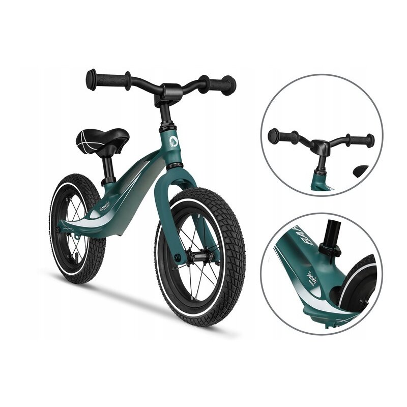 Bicicleta usoara Bart Air fara pedale roti gonflabile reglabila 12 inch Green Forest Lionelo - 1