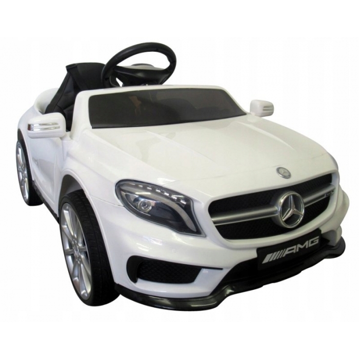 Masinuta electrica cu telecomanda, roti EVA si scaun piele Mercedes GLA45 alb - 4