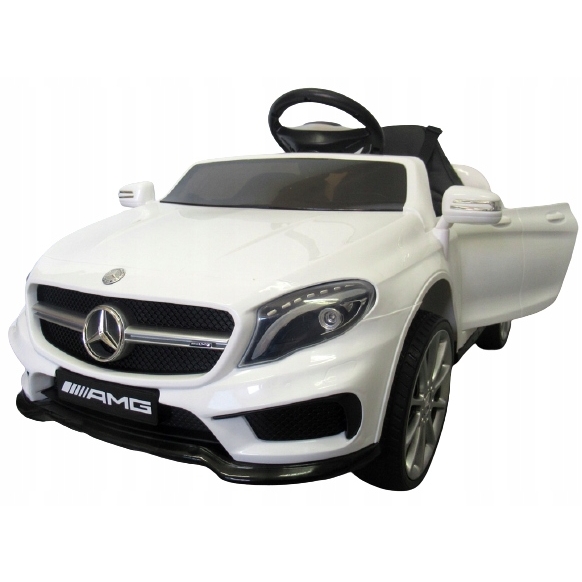 Masinuta electrica cu telecomanda 70W roti EVA si scaun piele Mercedes GLA45 alb