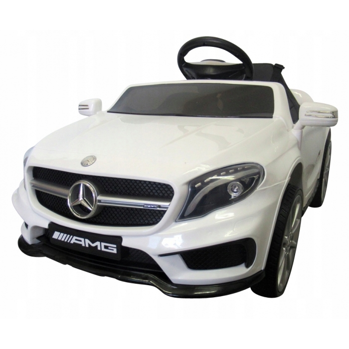 Masinuta electrica cu telecomanda, roti EVA si scaun piele Mercedes GLA45 alb - 3
