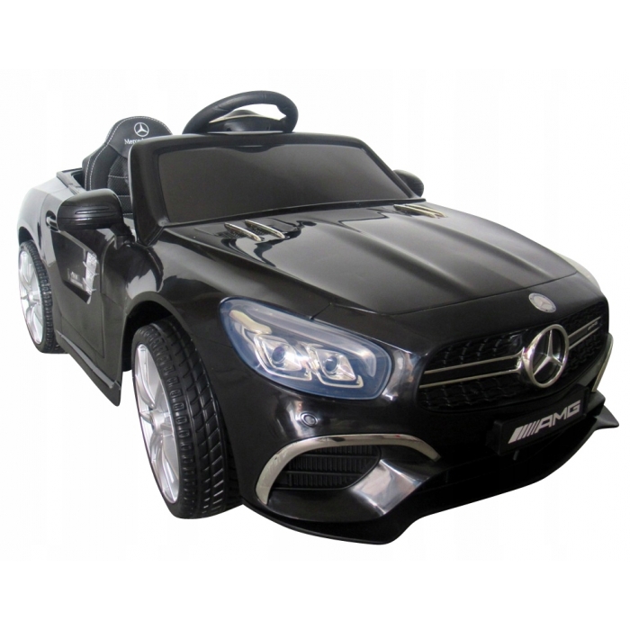 Masinuta electrica cu telecomanda, roti EVA, scaun piele Mercedes SL63 negru - 3