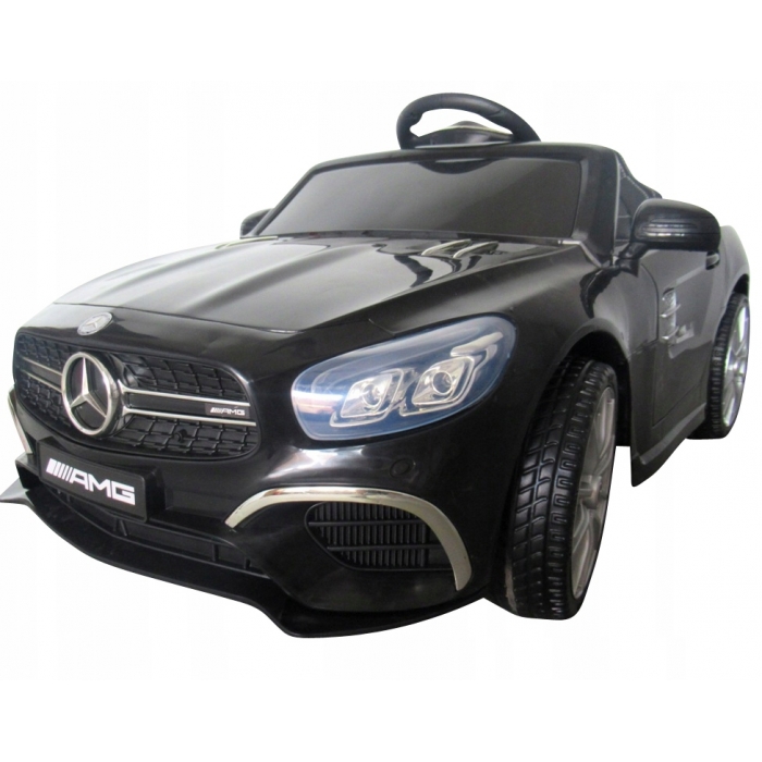 Masinuta electrica cu telecomanda, roti EVA, scaun piele Mercedes SL63 negru - 2