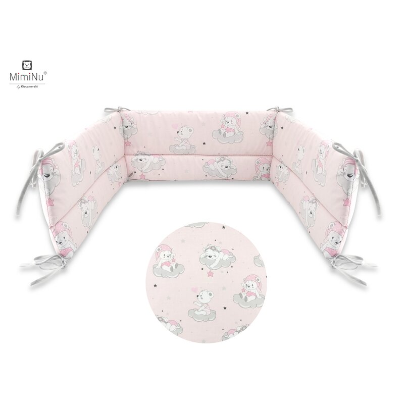 Aparatoare patut 120x60 cm teddy bears on clouds pink