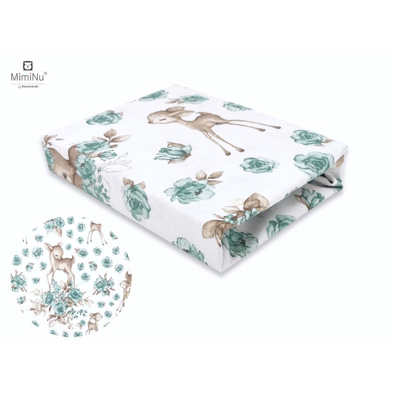 Cearceaf cu elastic 120×60 cm Sweet Deer Mint 120x60
