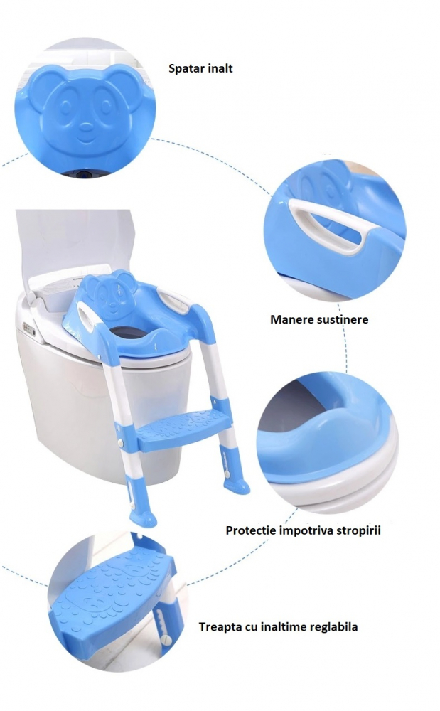 Reductor toaleta cu scarita Little Mom Simple Chair Blue Blue imagine noua responsabilitatesociala.ro