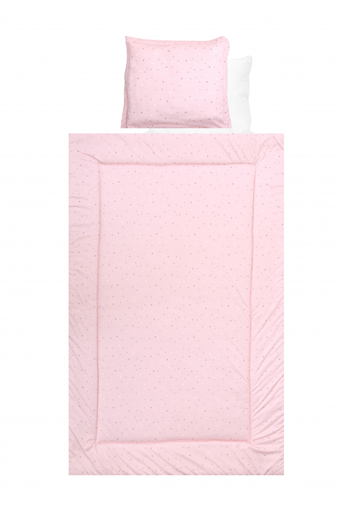 Set lenjerie pat bumbac ranforce 4 piese pink moons stars
