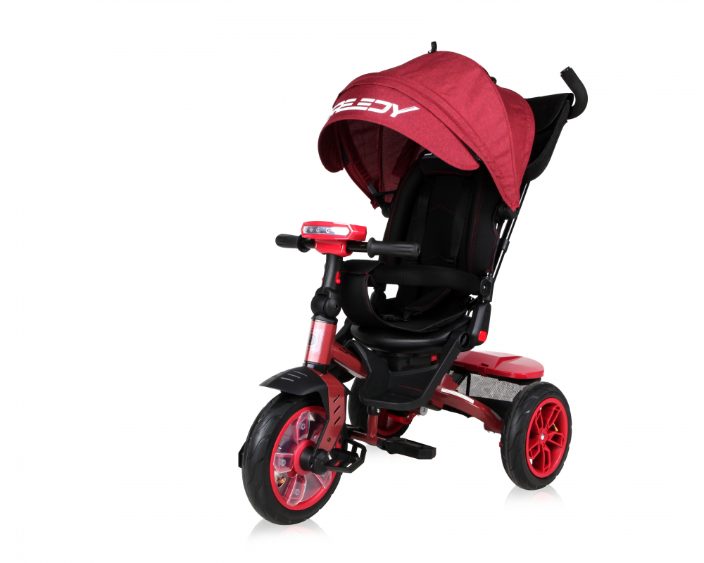 Tricicleta multifunctionala 4 in 1 Speedy Air scaun rotativ Red & Black
