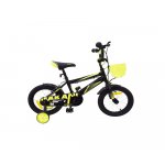 Bicicleta 12 inch KikkaBoo Makani cu roti ajutatoare  Diablo Black-Yellow