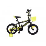 Bicicleta 14 inch KikkaBoo Makani cu roti ajutatoare Diablo Black-Yellow