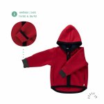 Jacheta din lana merinos organica cu fermoar si buzunare tumble/boiled wool Iobio Milo Ruby 86/92