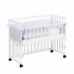 Patut din lemn Klups Piccolo Due Alb 95x45 cm si Saltea microfibra 5 cm