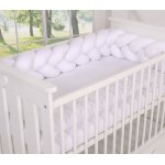 Protectie laterala patut bebe Bumper impletit inchidere velcro bumbac alb 210 cm