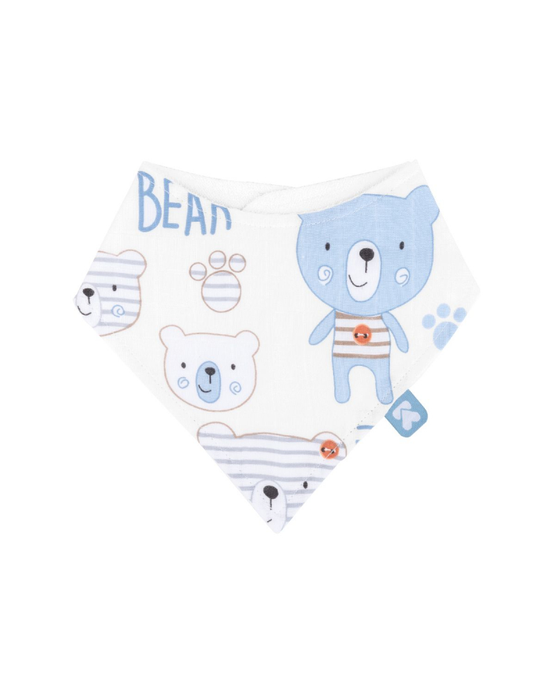 Baveta tip bandana impermeabila din bumbac KikkaBoo Bear Blue