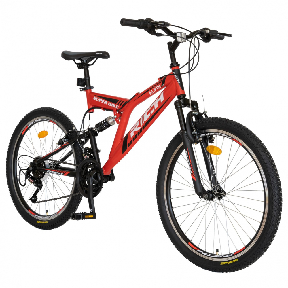 Bicicleta MTB-FS Saiguan Revoshift 18 viteze 24 inch Rich Baby CSR2449A rosu cu negru nichiduta.ro