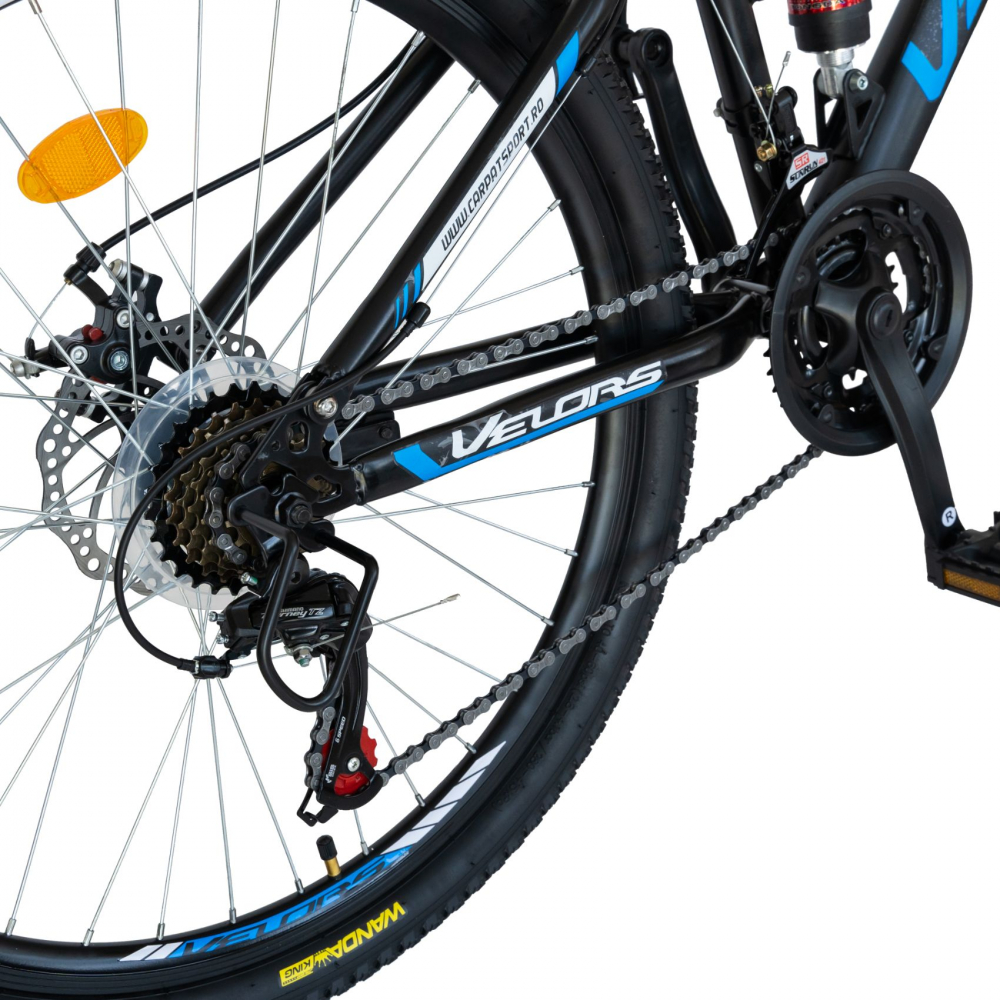 Bicicleta MTB-HT 26 inch Velors CSV2661S negru cu design albastru Albastru imagine noua responsabilitatesociala.ro