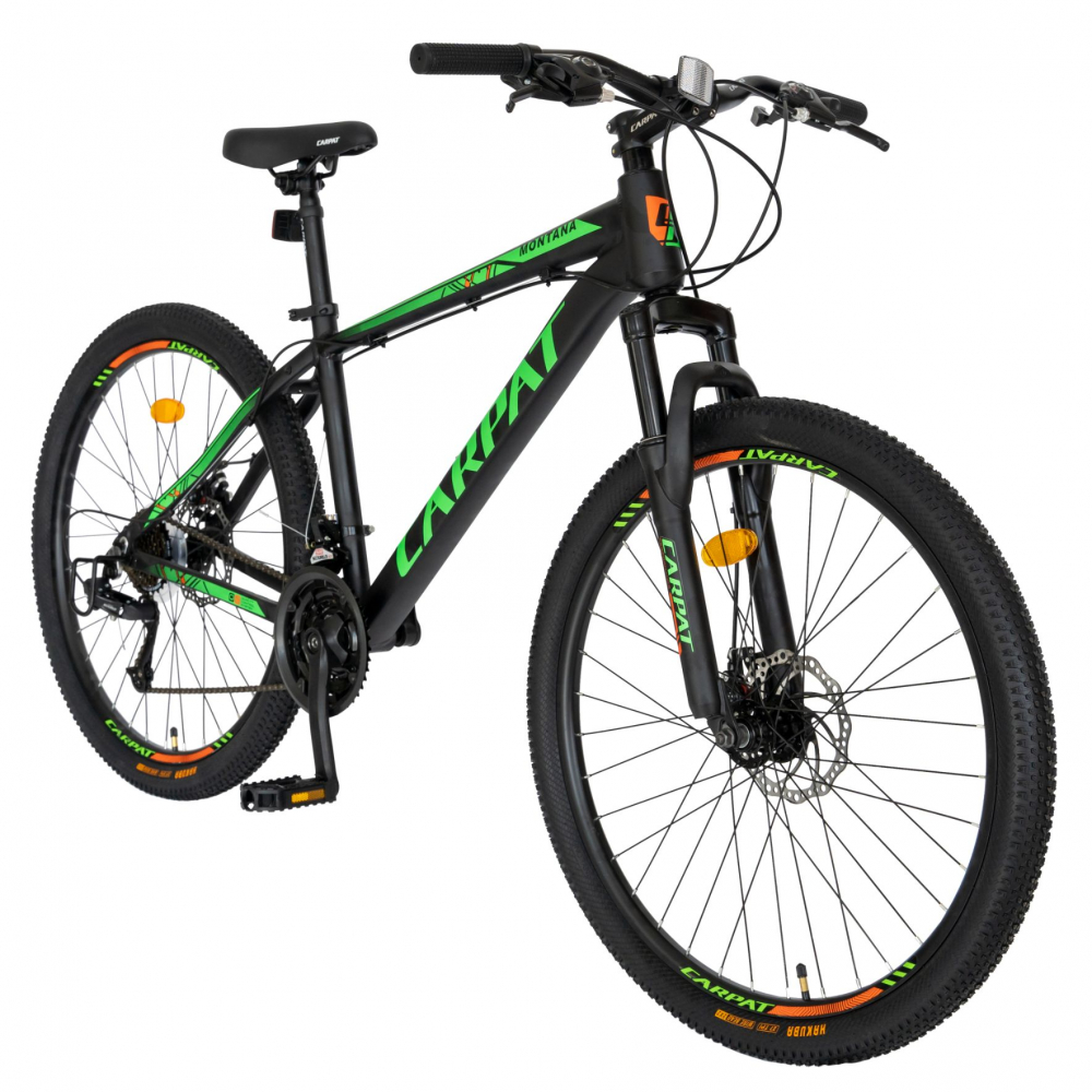 Bicicleta MTB-HT Montana 26 inch Carpat CSC2699A negru cu design verde Carpat imagine noua