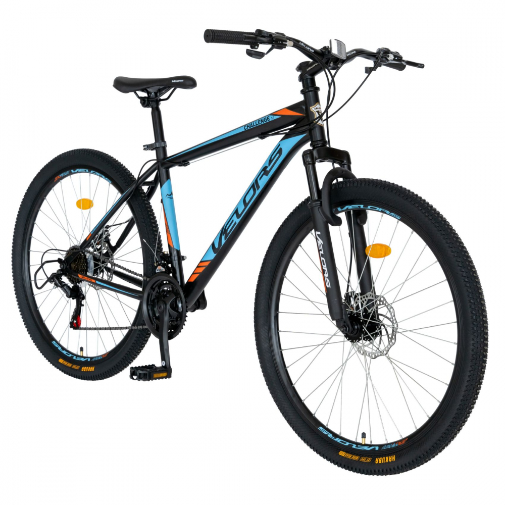 Bicicleta MTB-HT Velors Challange CSV2710A 27.5 inch cadru negru cu design albastruportocaliu nichiduta.ro imagine noua