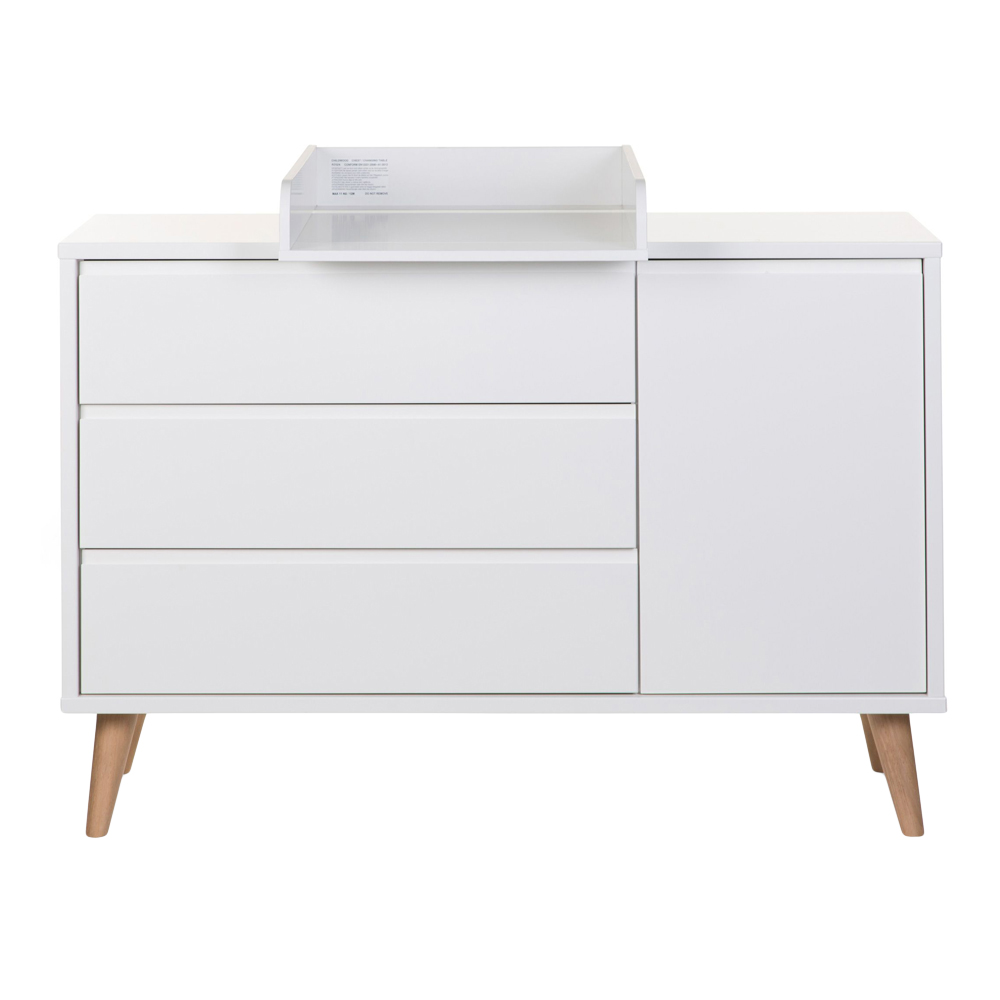 Comoda Childhome Retro Rio 133x50x90 cm cu masa de infasat Mdf Alb