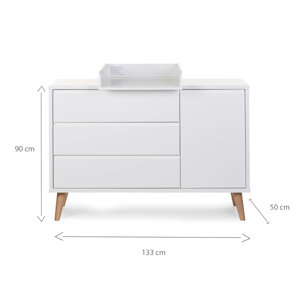 Comoda Childhome Retro Rio 133x50x90 cm cu masa de infasat Mdf Alb - 2 | YEO