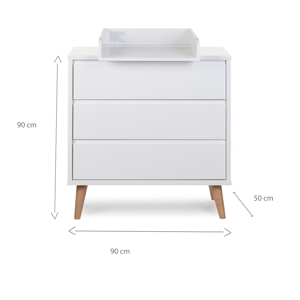 Comoda Childhome Retro Rio 90x50x90 cm cu masa de infasat Mdf Alb - 1 | YEO