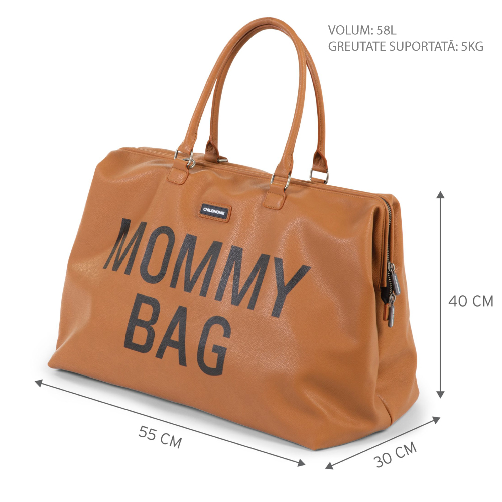 Geanta de infasat Childhome Mommy Bag piele ecologica Maro - 4