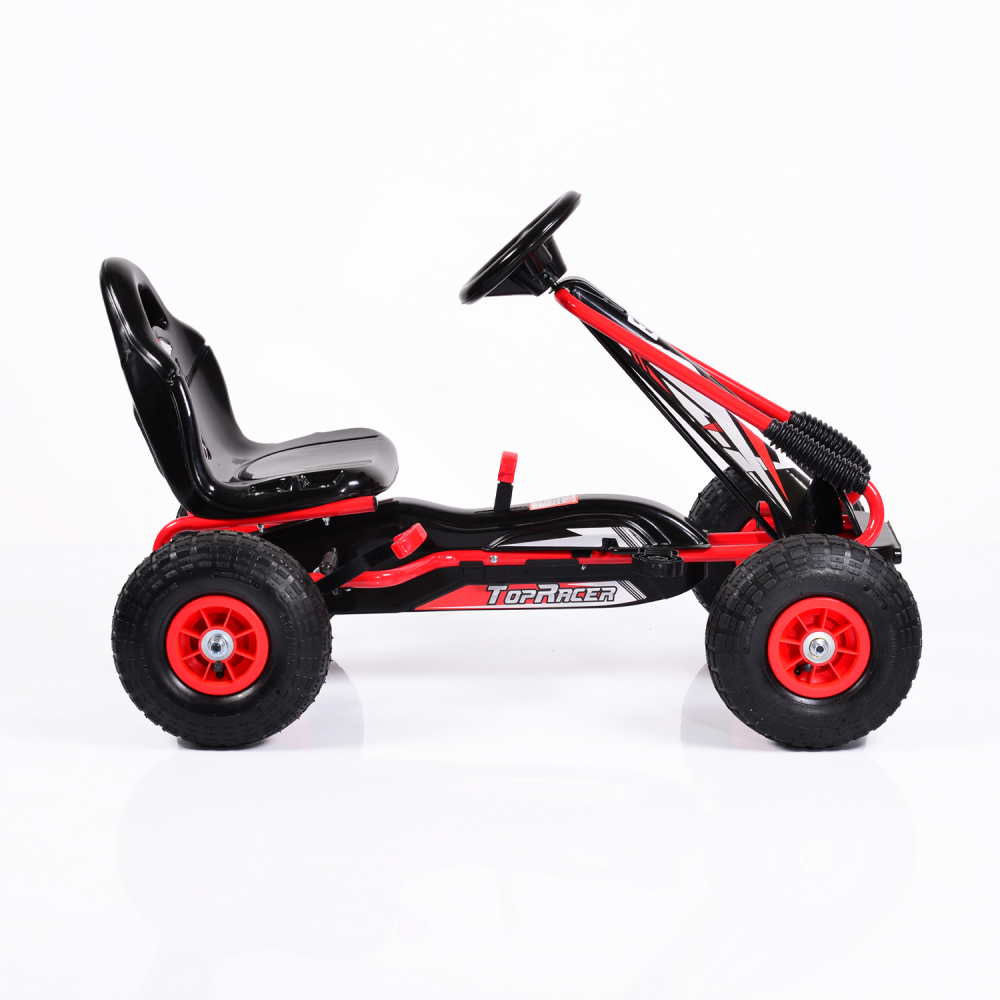 Kart cu pedale pentru copii cu roti gonflabile Top Racer Red MONI