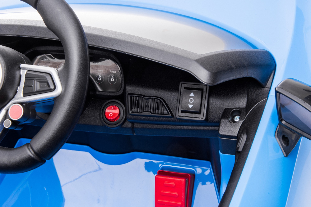 Masinuta electrica 12V cu scaun din piele si roti EVA Audi R8 Blue - 5