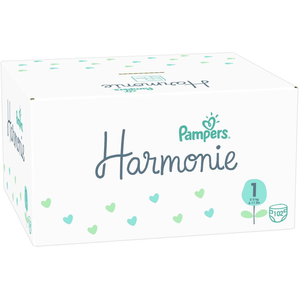 Scutece Pampers Harmonie XXL Box Marimea 1, 2-5 kg 102 buc