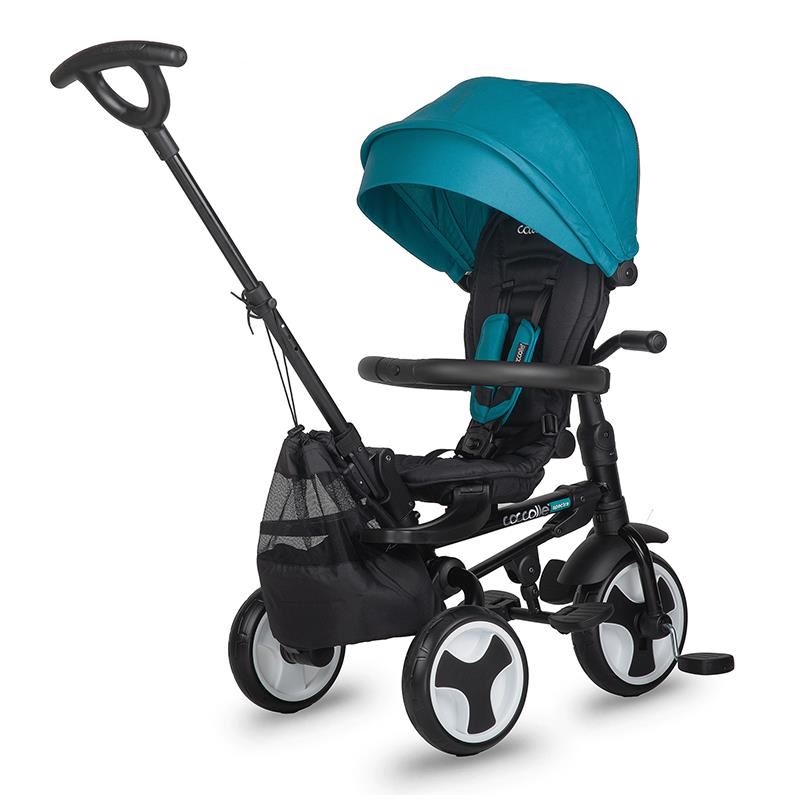 Poze Tricicleta pentru copii Coccolle Spectra Plus Premium Line Turquoise Tide ultrapliabila, Scaun reversibil, Maner de ghidaj, Copertina XXL, Cos accesorii, 2 seturi suport picioruse, Sistem roata libera, Roti EVA, Transformabila in tricicleta clasica nichiduta.ro 