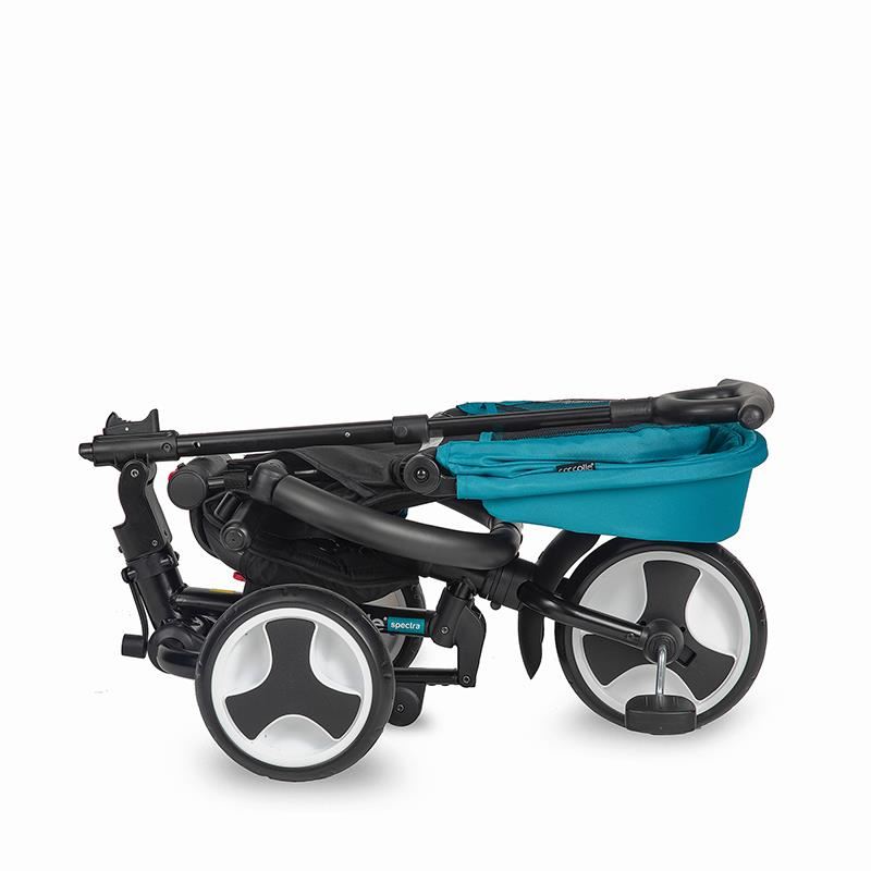 Poze Tricicleta pentru copii Coccolle Spectra Plus Premium Line Turquoise Tide ultrapliabila, Scaun reversibil, Maner de ghidaj, Copertina XXL, Cos accesorii, 2 seturi suport picioruse, Sistem roata libera, Roti EVA, Transformabila in tricicleta clasica nichiduta.ro 