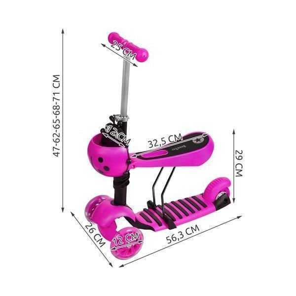 Trotineta buburuza 3 in 1 cu roti Led Kruzzel MY2898 - 1 | YEO