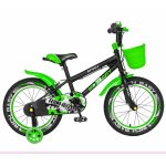 Bicicleta copii 4-6 ani 16 inch C-Brake roti ajutatoare cu Led Rich Baby CSR16/03A negru cu verde