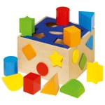 Set din lemn cutie de sortare cu forme multicolore geometrice