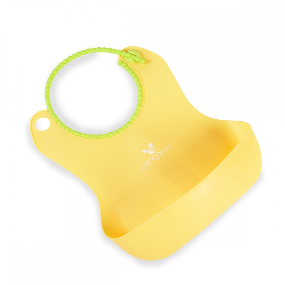 Baveta din silicon cangaroo baby bib am yellow