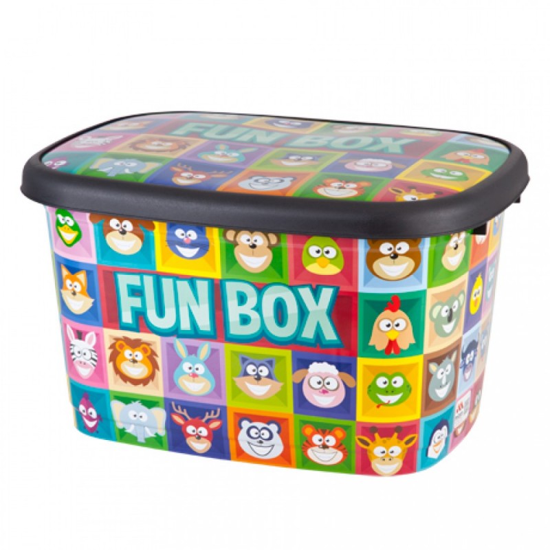 Cutie depozitare pentru copii 50 litri Fun Box multicolor cu animalute animalute imagine noua responsabilitatesociala.ro
