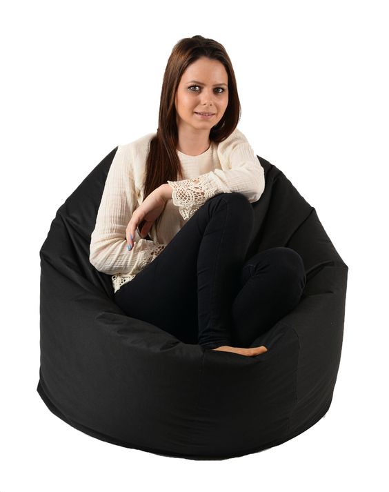 Fotoliu beanbag relaxo xl teteron black umplut cu perle polistiren