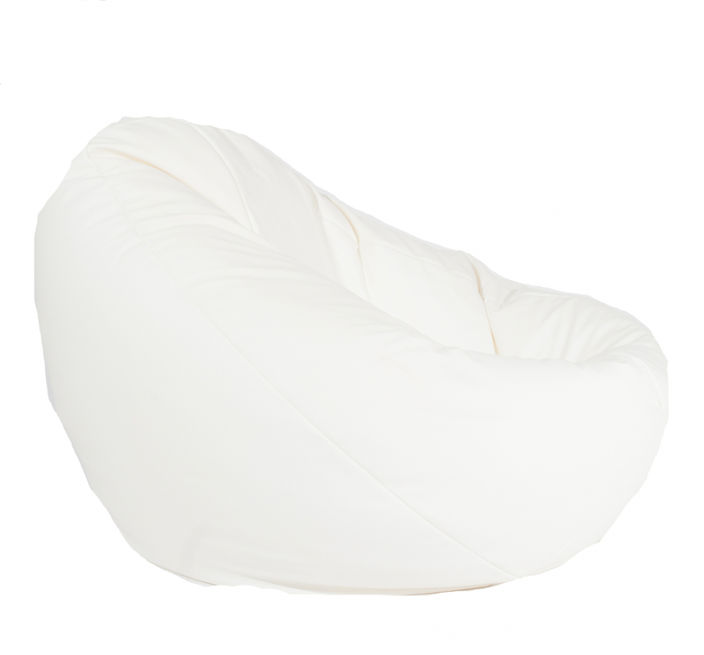 Fotoliu mare nirvana gigant alb piele eco umplut cu perle polistiren beanbag para marca pufrelax - 3