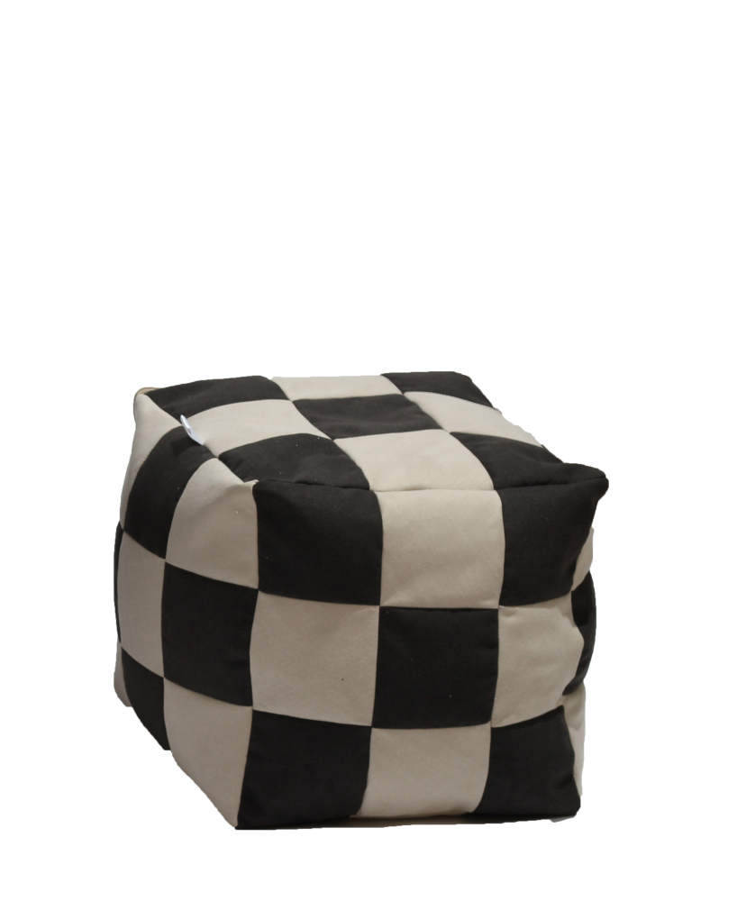 Fotoliu pufrelax taburet cub xl gama Premium black cream cu husa detasabila textila umplut cu perle polistiren - 1