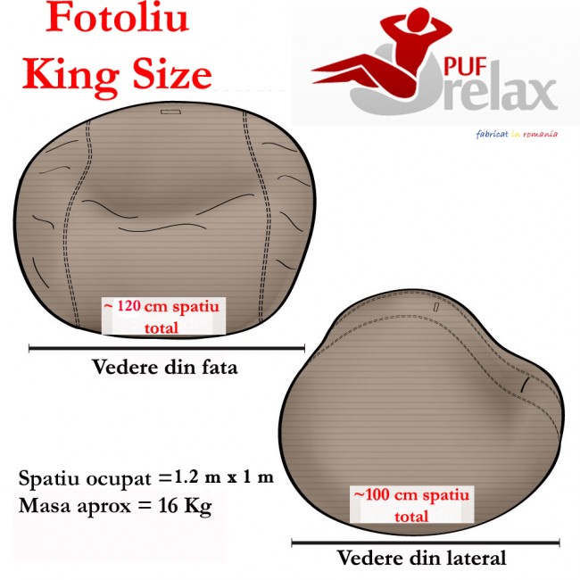 Fotoliu Pufrelax king size perna decorativa grey umplut cu fulgi de burete memory mix - 3