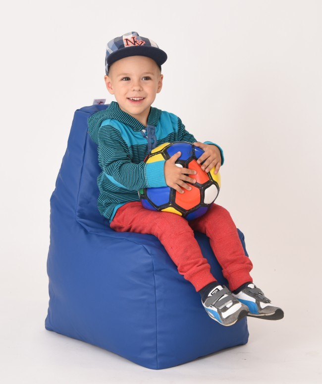 Fotoliu pentru copii 2-8 ani sunlounger junior blue umplut cu perle polistiren marca Pufrelax - 1
