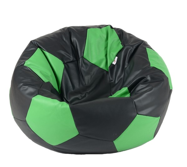 Fotoliu pentru copii 3-10 ani minge telstar junior black & green  umplut cu perle polistiren marca Pufrelax