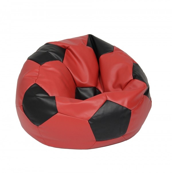 Fotoliu pentru copii 3-10 ani minge telstar junior red & black umplut cu perle polistiren marca Pufrelax