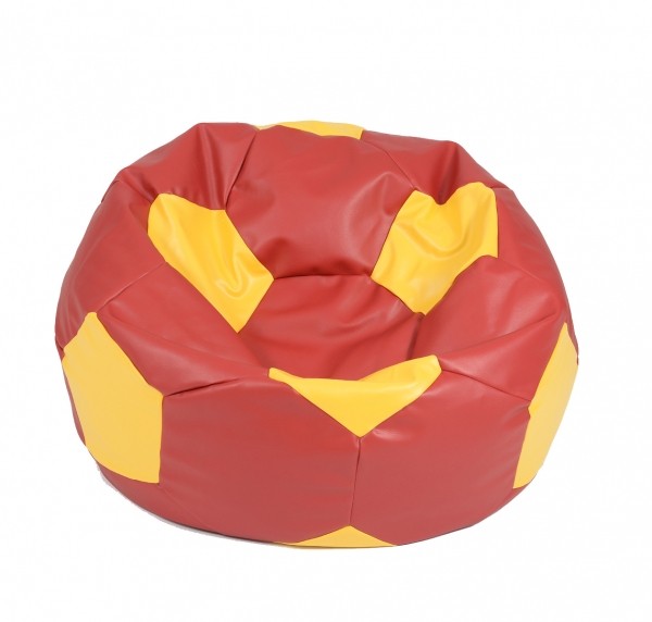 Fotoliu pentru copii 3-10 ani minge telstar junior red yellow umplut cu perle polistiren marca Pufrelax - 4