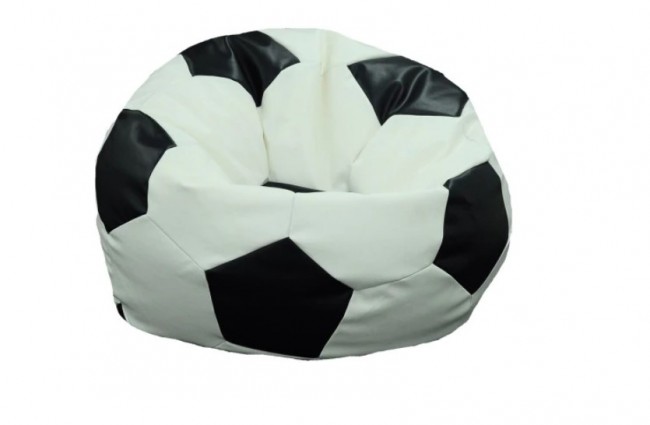 Fotoliu pentru copii 3-10 ani minge telstar junior black white umplut cu perle polistiren marca Pufrelax