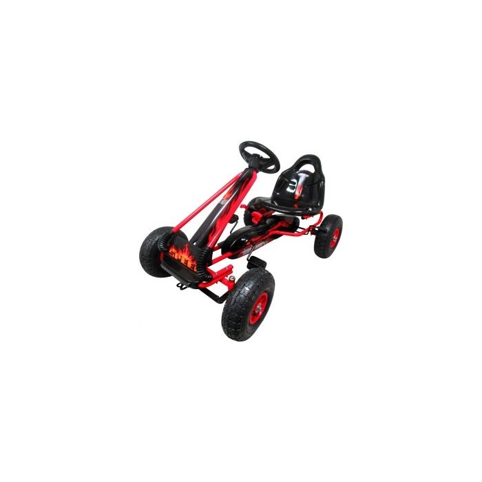 Kart cu pedale Gokart 3-6 ani roti pneumatice din cauciuc frana de mana G3 R-Sport rosu 3-6