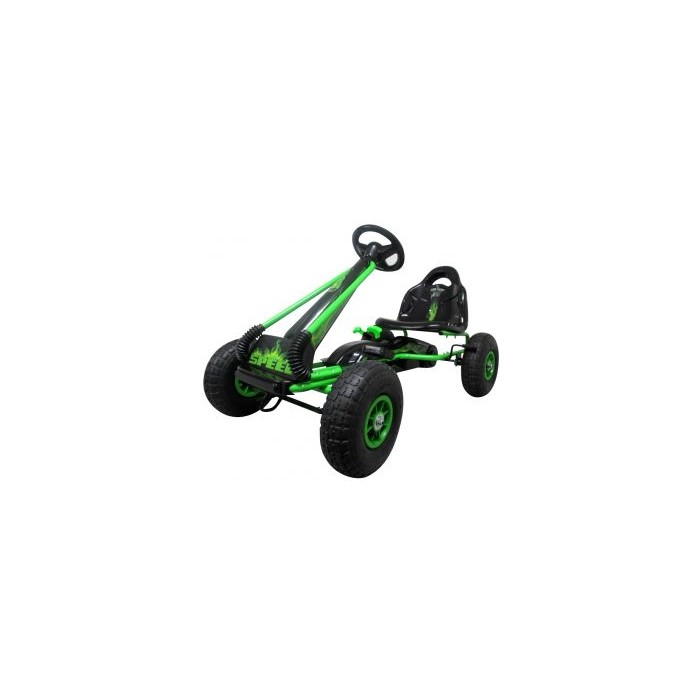 Kart cu pedale Gokart 3-6 ani roti pneumatice din cauciuc frana de mana G3 R-Sport verde 3-6 Karturi Cu Pedale
