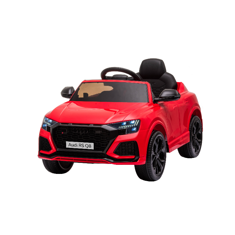 Masinuta electrica cu scaun de piele si roti cauciuc Audi RS Q8 Red