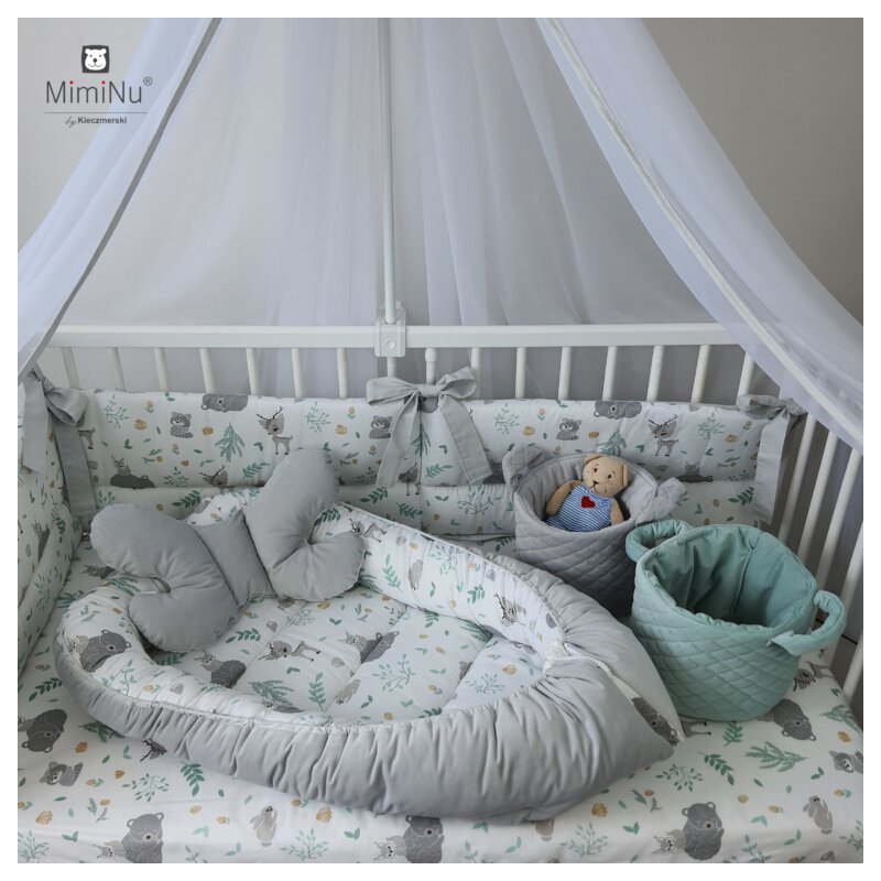 Cosulet bebelus pentru dormit Baby Cocoon 90×50 cm Forest friends GreyMint 90x50 imagine noua responsabilitatesociala.ro